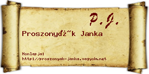 Proszonyák Janka névjegykártya
